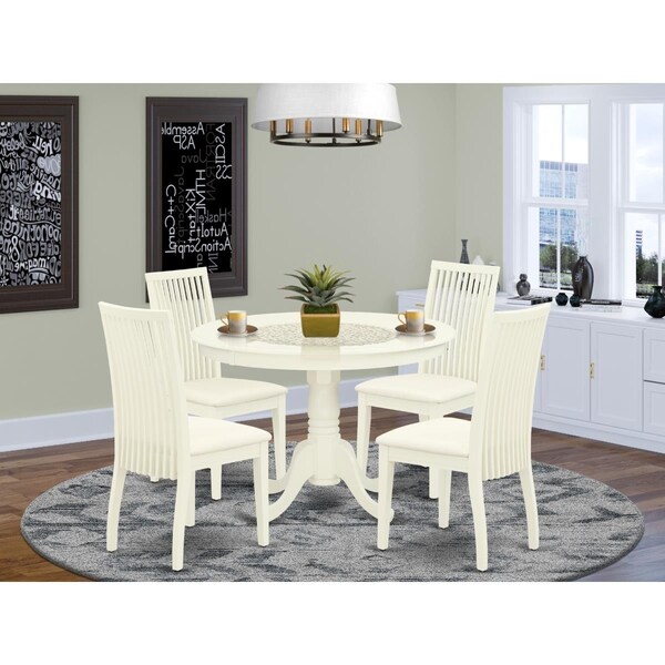 East West Furniture 5 Piece Hartland Dining Set - Linen White HLIP5-LWH-C - main